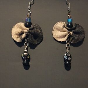 Elegant Black and Cream Skull Earrings